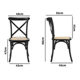 Oikiture 4PCS Crossback Dining Chair Ratan Seat Black