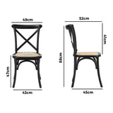 Oikiture 8PCS Crossback Dining Chair Solid Wood Ratan Seat Black - Close-Up Angle