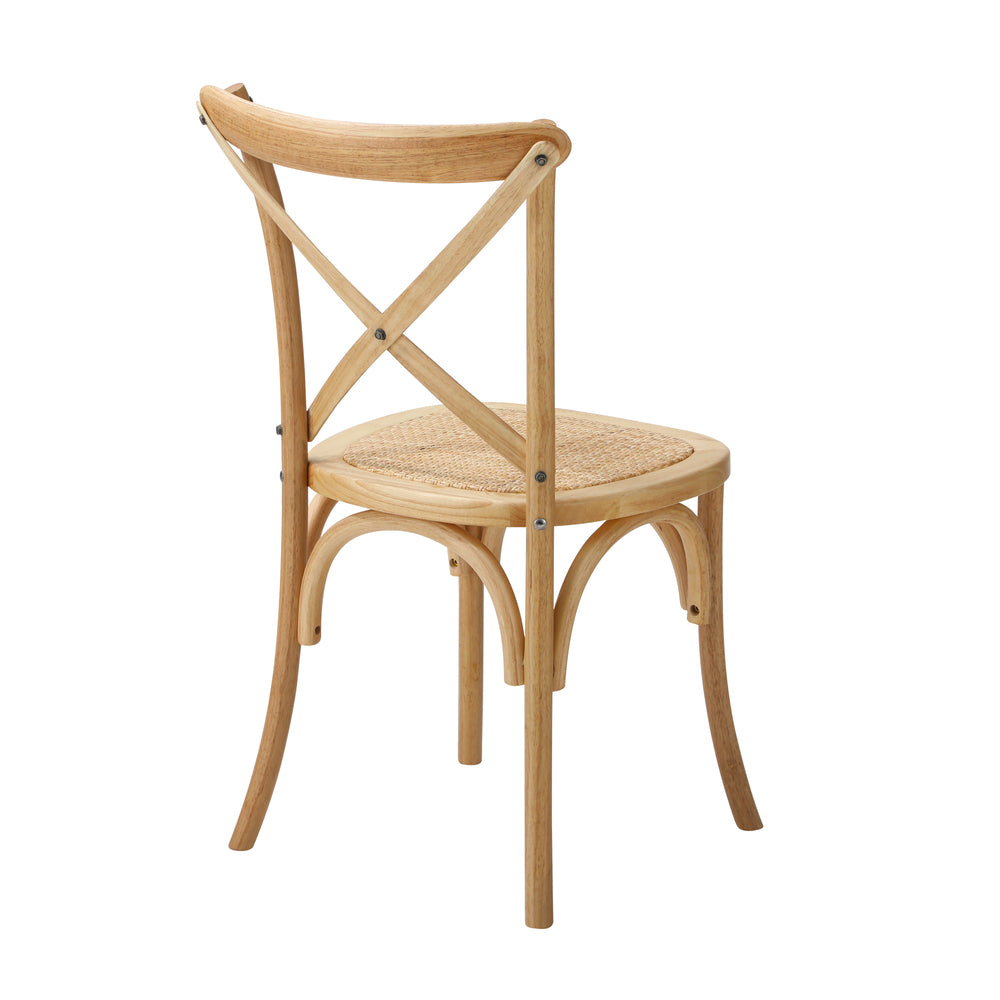Oikiture Set of 2 Dining Chair with Crossback Timber Wooden