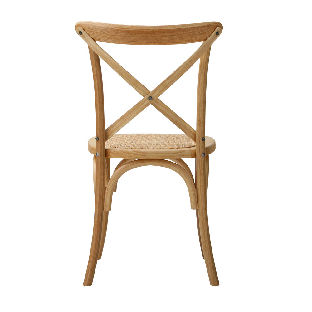 Oikiture Set of 2 Dining Chair with Crossback Timber Wooden