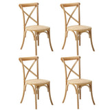 Oikiture 4PCS Crossback Dining Chair Ratan Seat Natural