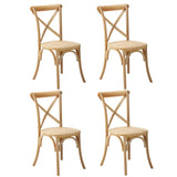Oikiture 4PCS Crossback Dining Chair Ratan Seat Natural