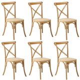 Oikiture 6PCS Crossback Dining Chair Ratan Seat Natural