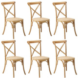 Oikiture 6PCS Crossback Dining Chair Ratan Seat Natural