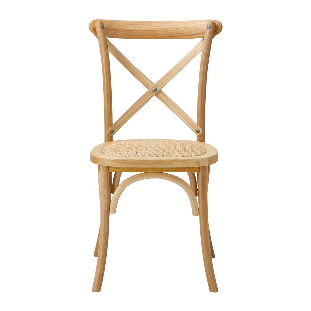 Oikiture 8PCS Crossback Dining Chair Solid Wood Ratan Seat Natural