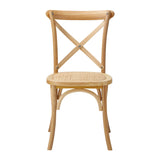 Oikiture 8PCS Crossback Dining Chair Solid Wood Ratan Seat Natural - Rear View