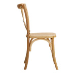 Oikiture 8PCS Crossback Dining Chair Solid Wood Ratan Seat Natural, image 5