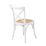 Oikiture 2PCS Crossback Dining Chair Solid Wood Ratan Seat White - Top-Down View