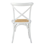 Oikiture 2PCS Crossback Dining Chair Solid Wood Ratan Seat White - Side View