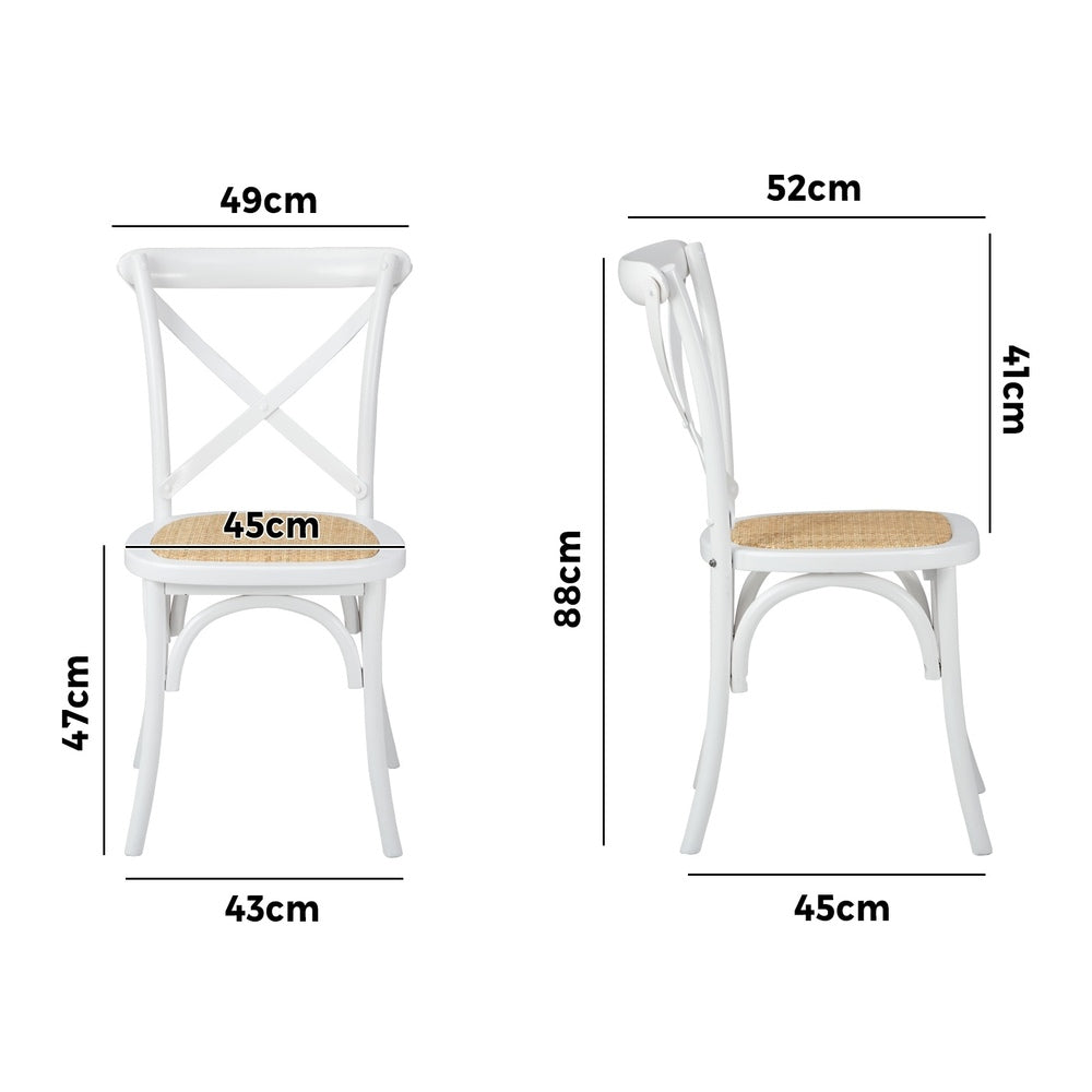 Oikiture 4PCS Crossback Dining Chair Ratan Seat White