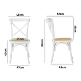 Oikiture 4PCS Crossback Dining Chair Ratan Seat White - Top-Down View