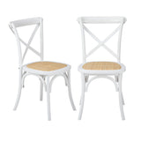 Oikiture 6PCS Crossback Dining Chair Ratan Seat White