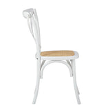 Oikiture 6PCS Crossback Dining Chair Ratan Seat White