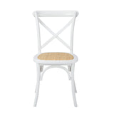 Oikiture 8PCS Crossback Dining Chair Solid Wood Ratan Seat White - Front View