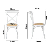 Oikiture 8PCS Crossback Dining Chair Solid Wood Ratan Seat White