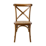 Oikiture 2PCS Crossback Wooden Dining Chair Rattan Seat Walnut