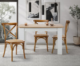Oikiture 2PCS Crossback Wooden Dining Chair Rattan Seat Walnut - Rear View