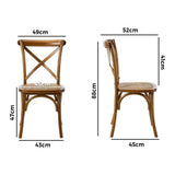 Oikiture 4PCS Crossback Wooden Dining Chair Rattan Seat Walnut - 45-Degree Angle