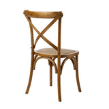 Oikiture 6PCS Crossback Wooden Dining Chair Rattan Seat Walnut - Side View