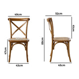 Oikiture 8PCS Crossback Wooden Dining Chair Rattan Seat Walnut