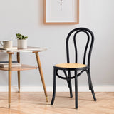 Oikiture Dining Chair Solid Wooden Chairs Ratan Seat Black - Low Angle
