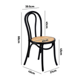 Oikiture Dining Chair Solid Wooden Chairs Ratan Seat Black - Extra Image