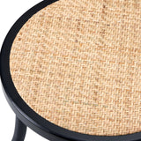 Oikiture Dining Chair Solid Wooden Chairs Ratan Seat Black - Close-Up Angle
