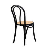 Oikiture 2PCS Dining Chair Solid Wooden Ratan Seat Black - Rear View