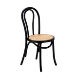 Oikiture 4x Wooden Dining Chair Ratan Seat Black - Top-Down View