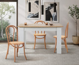 Oikiture Dining Chair Solid Wooden Chairs Ratan Seat Beige - Rear View