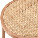 Oikiture 2PCS Dining Chair Solid Wooden Ratan Seat Beige