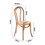 Oikiture 4x Wooden Dining Chair Ratan Seat Natural - 45-Degree Angle