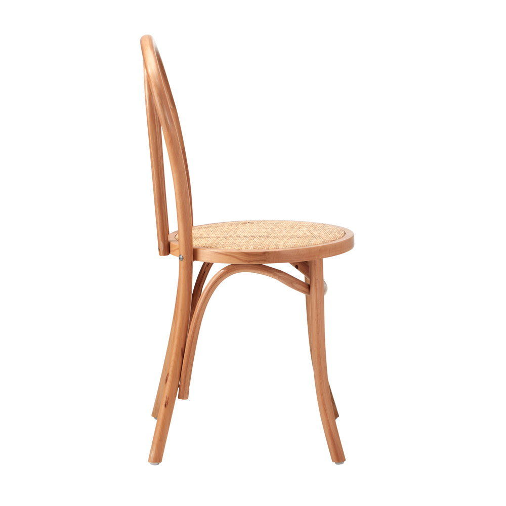 Oikiture 4x Wooden Dining Chair Ratan Seat Natural