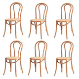 Oikiture 6x Wooden Dining Chair Ratan Seat Natural