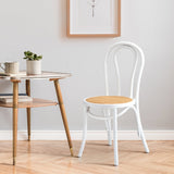 Oikiture Dining Chair Solid Wooden Chairs Ratan Seat White - Rear View