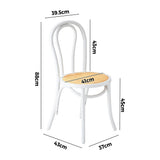 Oikiture Dining Chair Solid Wooden Chairs Ratan Seat White - Top-Down View