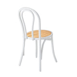 Oikiture 2PCS Wooden Dining Chair Ratan Seat White - Low Angle