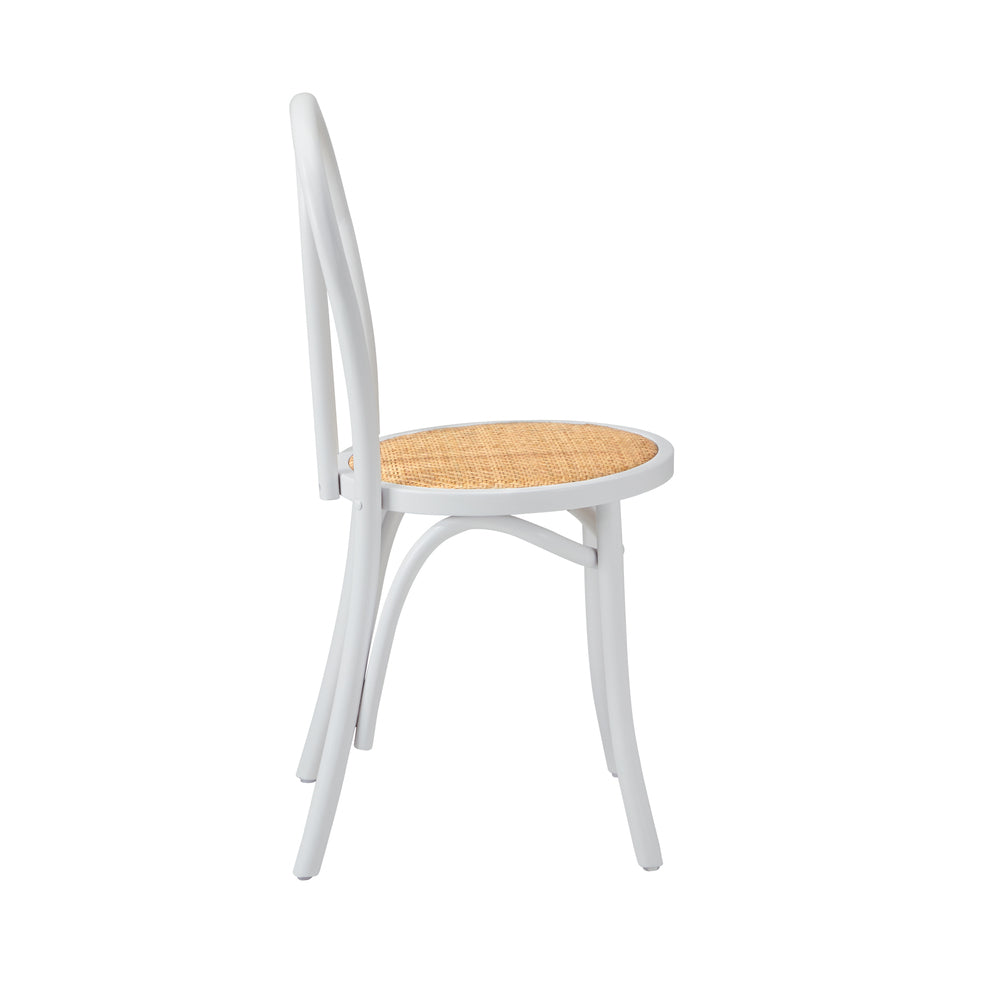Oikiture 2PCS Wooden Dining Chair Ratan Seat White