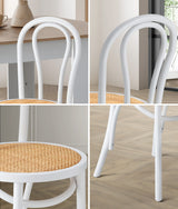 Oikiture 2PCS Wooden Dining Chair Ratan Seat White