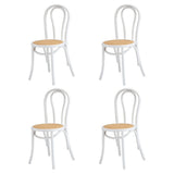 Oikiture 4x Wooden Dining Chair Ratan Seat White
