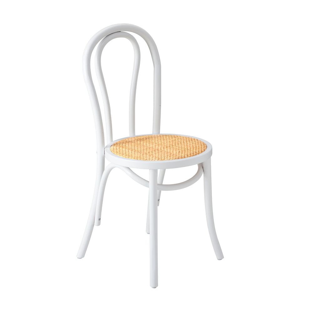 Oikiture 4x Wooden Dining Chair Ratan Seat White