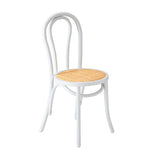 Oikiture 4x Wooden Dining Chair Ratan Seat White