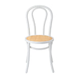 Oikiture 4x Wooden Dining Chair Ratan Seat White - Close-Up Angle