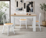Oikiture 4x Wooden Dining Chair Ratan Seat White - Top-Down View