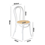 Oikiture 6x Wooden Dining Chair Ratan Seat White - Low Angle