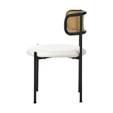 Oikiture 6x Dining Chair Round Boucle Rattan Backrest Black & White