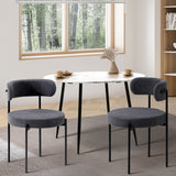 Oikiture 2x Dining Chair Boucle Seat Backrest Dark Grey - Low Angle