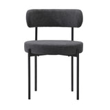 Oikiture 2x Dining Chair Boucle Seat Backrest Dark Grey