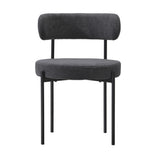 Oikiture 2x Dining Chair Boucle Seat Backrest Dark Grey - Close-Up Angle