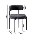Oikiture 2x Dining Chair Boucle Seat Backrest Dark Grey - Top-Down View